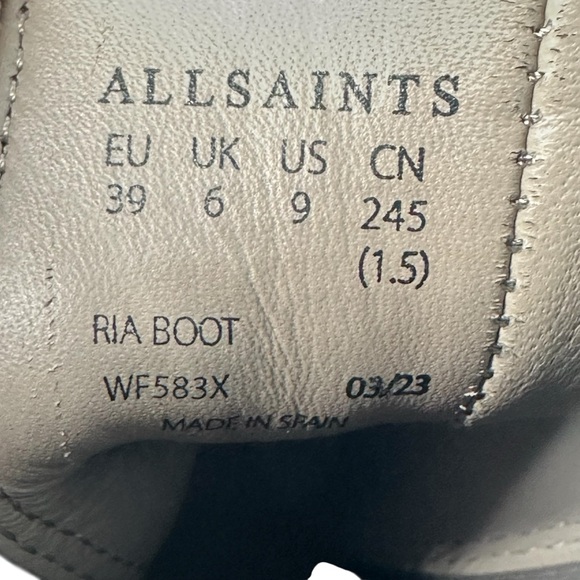 All Saints Womens Ria Point Toe Black Leather Block Heel Ankle Boot. 39/9 - Picture 13 of 13